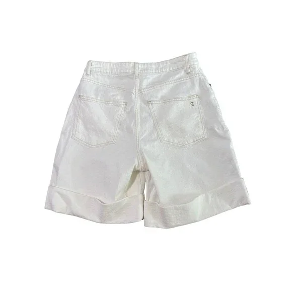 Anthropologie Pilcro The Austyn High Rise‎ Cuffed Jean Shorts Ivory Size 28 NWT - Picture 3 of 11